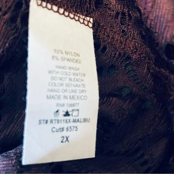 Rag Doll Women’s Plus Size 2x Long Sleeves All Over Paisley Lace Pullover Top - Picture 4 of 4